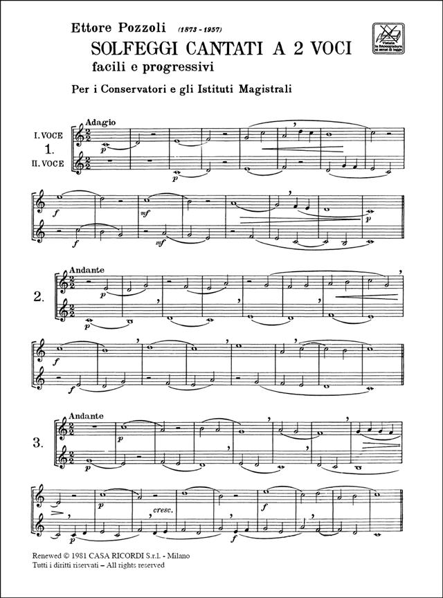 Solfeggi Cantati A 2 Voci, Facili E Progressivi